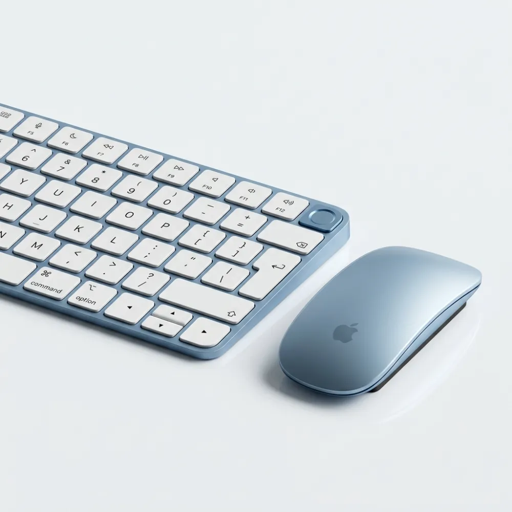 Apple Magic Mouse + Magic Keyboard Blu con batteria integrata vista frontale