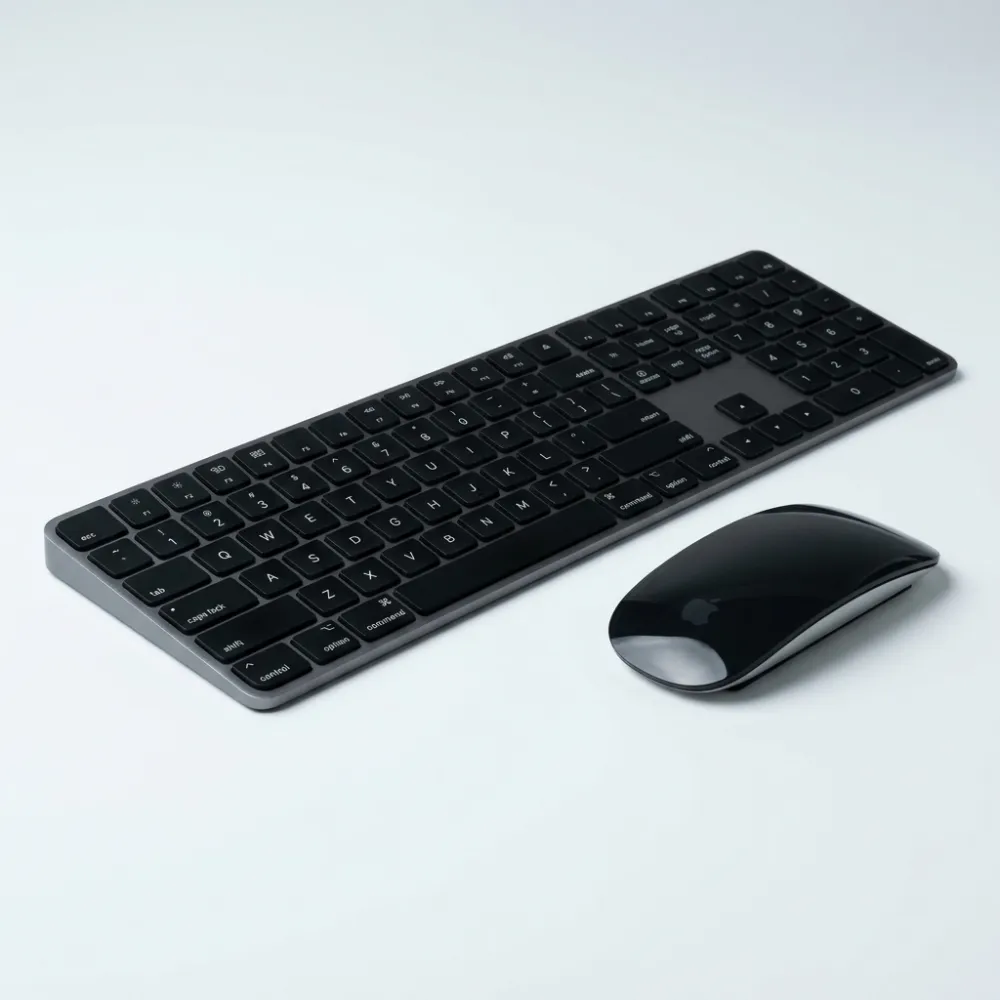 Apple Magic Mouse + Magic Keyboard con batteria integrata, Senza TouchID e pad numerico Nero vista frontale