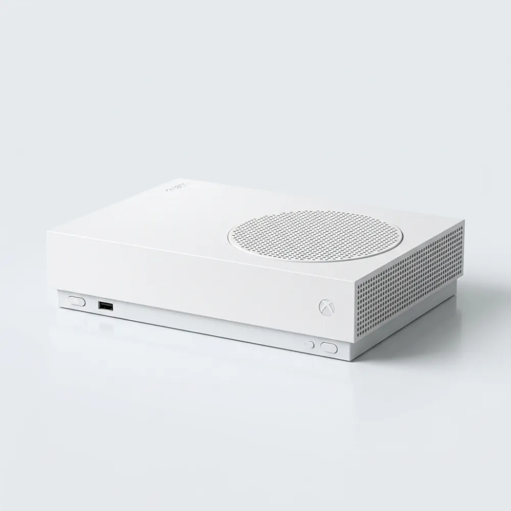 Microsoft Xbox One S All Digital (Bianco, 500GB) – Ricondizionato grado Ottimo Microsoft Xbox One S All Digital (Bianco, 500GB) vista posteriore