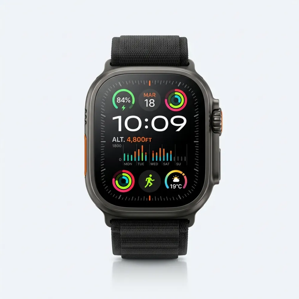 Apple Watch Ultra 3 (2025) 49mm, Titanio Nero GPS + Cellular – Ricondizionato grado Eccellente Apple Watch Ultra 3 (2025) 49mm, Titanio Nero GPS + Cellular vista frontale